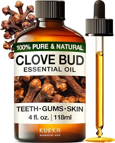 Kukka Nelkenöl [100% NATURREIN] Für Zahn - nelkenöl und Zahnfleischpflege, Mundpflege, natürliche Haarpflege, Diffusion, Selbstherstellung von Seife und Kerzen (118ml)