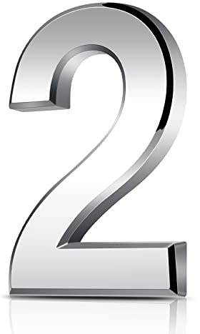Vicloon Hausnummer, 2 in Silber Acryl Hausnummer,Höhe 7.5cm, Selbstklebende Haus-Nummer, für Tür, Briefkasten, Außen, Anti-Friktion, Wetterfest