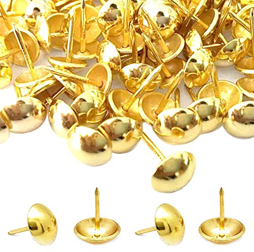 500 Pièces Clous de Tapissier, Basicon Robuste 17X11 MM Bronze Clous Tapissier Décoratifs Clou Rétro DIY Clous d'Ameublement pour Meubles Canapés Fauteuils Lits Chaises Vintage Decoratif, Or