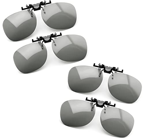 PRECORN 4er Set 3D Brille Clip-On Universale Passive 3D Brille für Brillenträger kompatibel mit vielen versch. Geräten