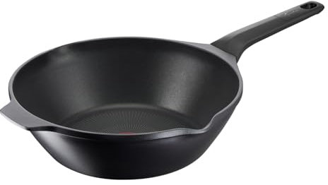 Lagostina Aroma Wok Antiaderente in Alluminio Pressofuso Ø 28 cm, Padella Induzione, Gas e Forno con Indicatore Cottura Thermo-Signal e Rivestimento Titanium Per Mantenere il Calore