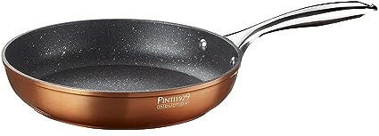 PINTINOX - Padella Antiaderente 32 cm Metallic, Padella Induzione Alluminio, per ogni piano cottura, Manico antiscottatura, bordo 4 mm rinforzato