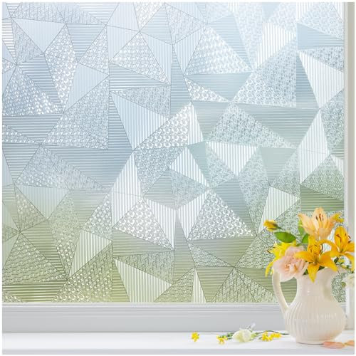 Lifetree Fensterfolie Selbsthaftend Blickdicht Sichtschutzfolie Klebe Milchglasfolie Statisch Dekofolie Anti-UV Privatsphäre Schutz für Duschkabine Sowie Türen Umkleide Glitzer 44.5 x 200 cm