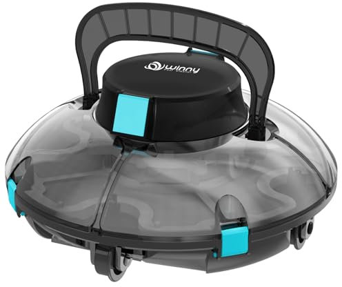 Poolroboter Akku, Kabelloser Poolsauger mit Transparentem Design, Leistungsstarke Saugkraft & Komfortabel, Ideal für Flache Oberirdische Pools Bis zu 50㎡