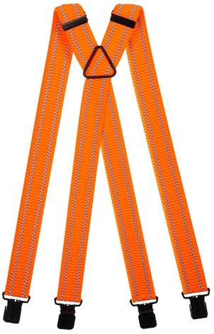 Olata Men's Heavy Duty Reflective Braces, 40mm, Orange (X-Shape)