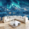 Grün Fototapete Vlies Schneeberg Polarlichter 3D Wandbild, Uv-Beständig & Schadstofffrei, Modernes Wanddeko, Für Wohnzimmer, Schlafzimmer, Kinderzimmer - Leicht Zu Installieren B350 X H256 Cm