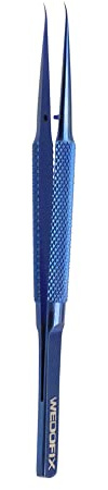 Precision Titanium Alloy Tweezers for Electronics Repair Non-magnetic Non-slip Jump Wire Microscope Tweezers for Micro Soldering Work PCB Motherboard Repair (Curved Tip)