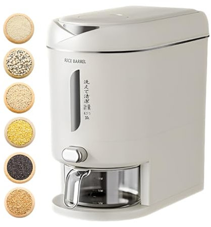 Jopiuieo Distributeur De Riz 10L, Seau De Céréales Domestique Résistant À L'humidité, Avec Cylindre De Mesure Et Couvercle Pour Garde-manger De Cuisine
