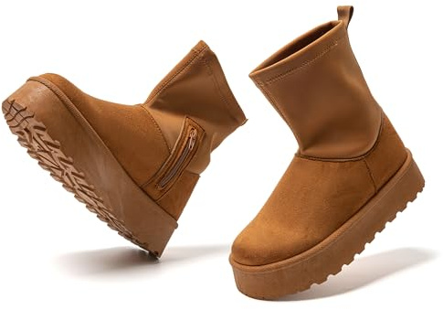 JOMIX Botas Mujer Invierno con Cremallera Botas Nieve Mujer con Tobillos Elásticos