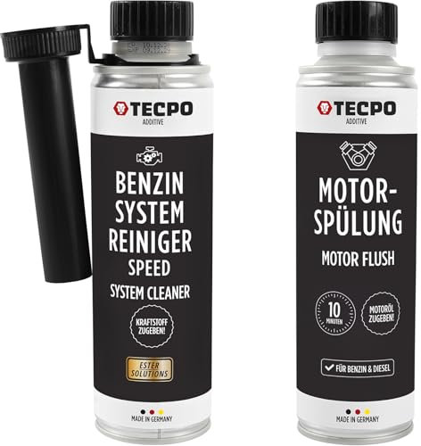 TECPO Detergente per sistema a benzina Speed ESTER 300 ml + additivo per lavaggio motore 300 ml – pulizia efficace per motori a benzina e diesel, rimuove i depositi, protegge e prolunga la durata