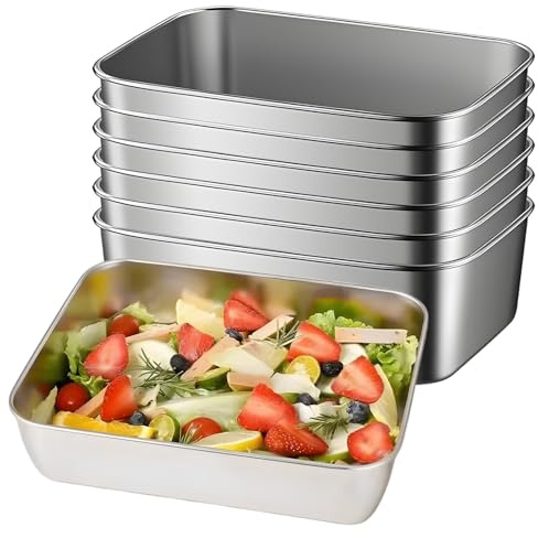 Brödformar uppsättning med 6 brödformar i rostfritt stål, brödform, brödform, rektangulär brödbakform, kungskaksform för bröd, kakor, bröd, bröd, 25 x 20 x 6 cm, diskmaskinssäker