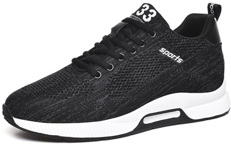 Elevate - Zapatos para hombre de 10 cm, de malla, transpirables, transpirables, con elevación invisible, cómodas, suaves, para exteriores, ultraligeras, planas, para correr, para hombre, Negro , 40