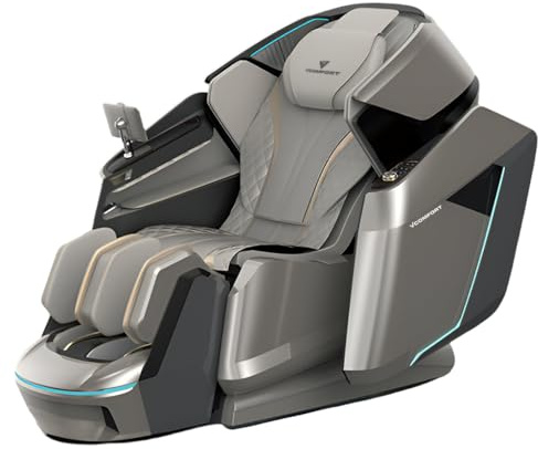 vComfort Royal Glide Duo Pro Max 4D+ Massage Chair – Dual 4D+ Rollers, Nano-Precision, Side-Door Entry, Deep-Tissue Air Massage, Heat & Zero-Gravity Recline for a Premium Massage Experience (Grey)