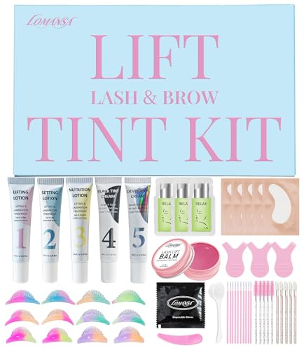 Lomansa Kit Rehaussement de Cils avec Teinture, Rehaussement Cils et Brow Lift Kit Sourcil, Lash Lift and Tint Kit, Format Tube, Instructions Détaillées étape par étape