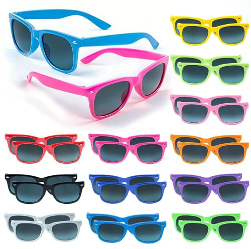 Ovneele Kids Sunglasses, 24 Pack Neon Colors Sunglasses, Toddler Sunglasses, Fun and Stylish Party Sunglasses for All Ages, Great Gifts for Birthday Party Supplies