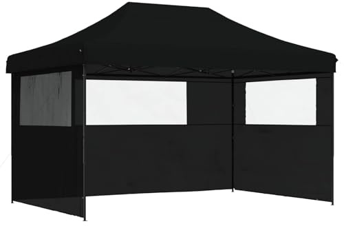 vidaXL Party Tent Folding Black 292 x 440 x 315 cm Oxford Fabric, Garden and Terrace, Modern Event Tent, Pop-Up Canopy, Flexible Height Shelter, Quick Set-Up Outdoor Pavilion, Steel Frame