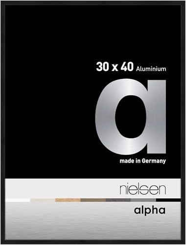 nielsen Alpha Matt Black Aluminium Picture Frame - 30x40cm - with Float Glass and Easy Push-Turn Clips - For Photos and Art