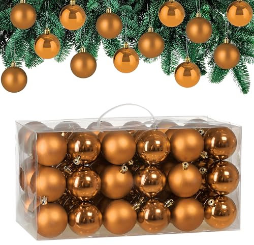 Deuba® Weihnachtskugeln 54tlg Ø 6cm Kunststoff matt glänzend Christbaumkugeln Christbaumschmuck Anhänger Weihnachtsbaumkugeln Weihnachtsdeko Braun