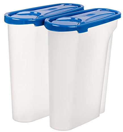 Invero® 5L Cereal Dispenser Plastic Container Food Kitchen Storage Box with Air Tight Lid ideal for Cereals Rice Pasta and More (2x Pack)