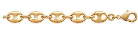 ASCALIDO Chaine longue 55cm Pour Homme En vrai plaqué or 18 carats maille grain de café 8mm avec boite