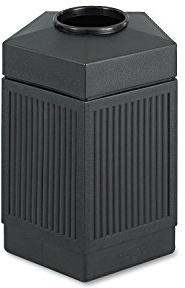 Safco Canmeleon Outdoor-Indoor Open Top Pentagon Trash Can 9486BL, Black, Decorative Fluted Panels, 45-Gallon Capacity
