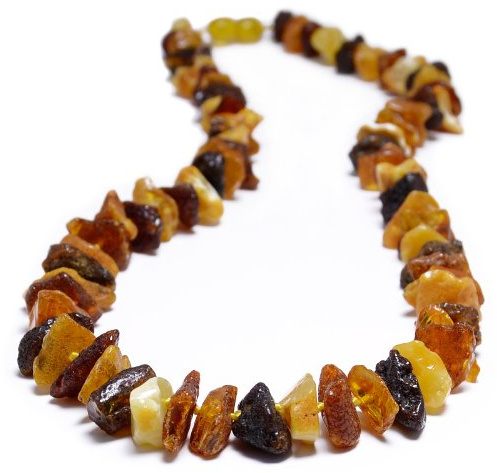 Collana in vera Ambra Baltica Naturale Semi Lucida per Adulti Donna venduta in Sacchettino Gioielleria (50cm 36gr Colore Cognac Bianco) Regali dalla Russia