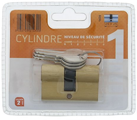Bricard 1439 Cylindre pratic 25 + 25 Laiton double entrée/niveau de sécurité 1