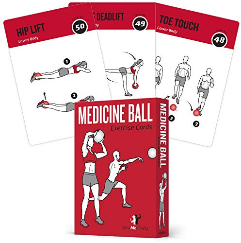 NewMe Fitness Medicine Ball Exercise Cards, Fitness Deck for Women and Men
