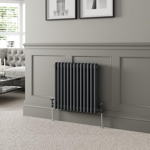 DuraTherm® 600 x 605mm Anthracite Grey Traditional Horizontal Designer Radiator Triple Column Colosseum Cast Iron Style Central Heating Panel Radiators Rad