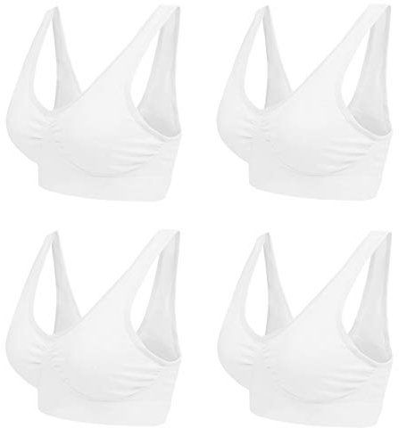 Boolavard New Seamless Sports Style Bra Crop Top Vest Comfort Stretch Bras Shapewear (XL, 4 x White)