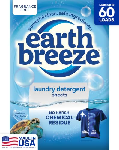 Earth Breeze tvättmedelsark – doftfri – ingen plastkanna (60 laster) 30 ark, vätskefri teknik