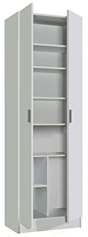 Dmora - Armoire multifonction 2 portes, meuble auxiliaire moderne, armoire à chaussures vertical, 59 x 37 x 180 cm, blanc
