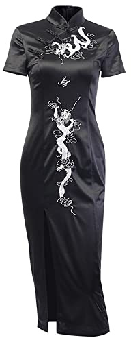 TSMNZMU Cheongsam Dress for Women - Gothic Asian Long Maxi Dress with Dragon Print