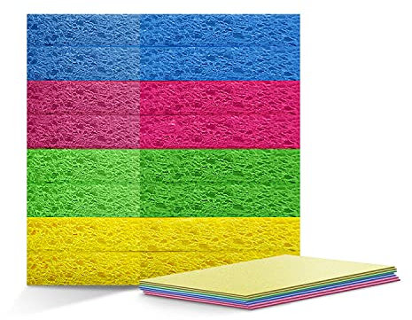 Spugna per pulizia ecologica, 100% cellulosa naturale, confezione da 8, antigraffio, durevole, riutilizzabile e biodegradabile, compressa, colori assortiti