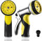 Hose Pipe Spray Gun,9 Adjustable Patterns Garden Hose Nozzles & Spray Guns, Heavy Duty Metal High Pressure Hose Nozzle/Hose Gun (Yellow-1Pack)