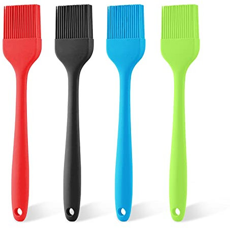 Pinceau Pâtisserie En Silicone, 4 Pièces Pinceaux de Barbecue, Pinceau Cuisine pour Barbecue, Cuisson, Gâteaux, Badigeonner Huile (4 Couleur)