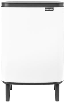 Brabantia - Bo Waste Bin Hi 12L with Soft Close Lid, Removable Inner Bucket, and Transport Grip – Ideal for Bathroom, Bedroom, and Home Office – White