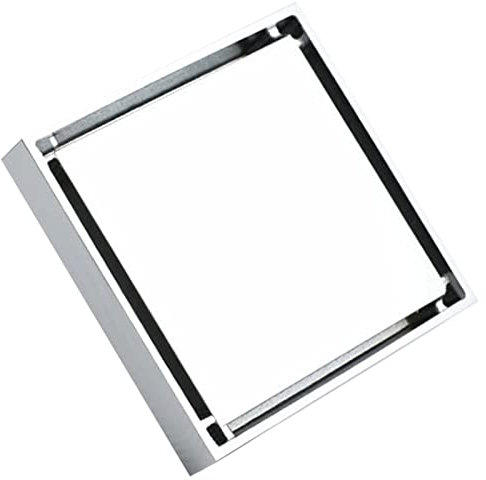 Suqare Drianer de Douche, Siphons de Sol Invisibles de 4 Pouces avec Insert de Carrelage, Siphon de Sol de Douche en Acier Inoxydable avec écrans Amovibles, Siphon de Sol de Salle de Bain(Brossé)