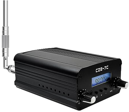 Kahdsvby CZE-7C Transmisor FM de Alcance 7W para Eventos en Drive-in en Iglesias, Escuelas y Supermercados, Espectáculos de Luz, Conferencias Estéreo.