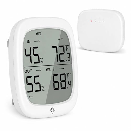 Wireless Outdoor Thermometer Hygrometer, 330ft Remote Range Digital Humidity Gauge, High Accuracy Temperature Monitor for Home, Greenhouse, Baby Room, Patio