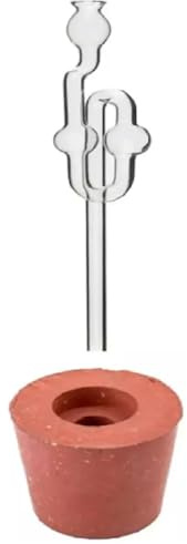 MIKONI gummiplugg + glas jäsrör, gummikorkar, jäsbollong, glasballong, plugg jäsfäste röd (40/30 mm)