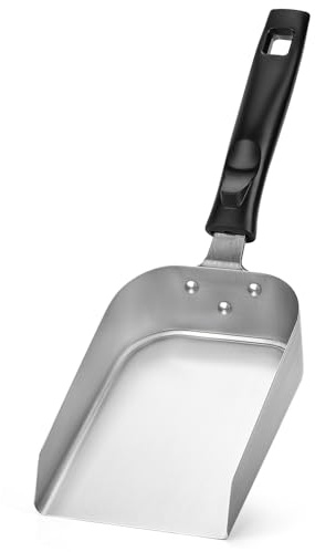 onlyfire Grillschaufel, Edelstahl Schaufel mit Griff, Plancha Shovel, Multifunktional Grillspachtel für Grillplatten und Teppanyaki, BBQ Grillwender, Kohlenschaufel, 16x12,8cm
