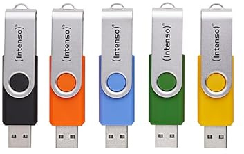 Intenso Office Line Multipack USB Stick 5X 32GB – Super Speed USB 3.2, bis 70MB/s, farbig Sortiert mit Metallbügel und Beschriftungsetiketten