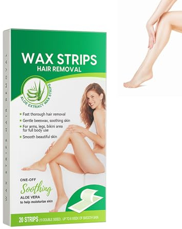Strisce Depilatorie, Strisce di Cera Fredda Doppia Faccia, Con Estratto di Aloe Vera 20 Strisce per, Depilazione Precisa Facile da Usare e Rimuovere, cream1