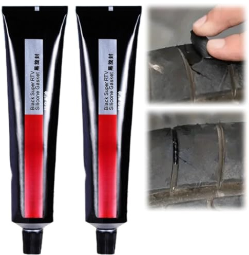 2PCS Black Silicone Sealant,Durable Silicone Gasket Maker,Paintable Black Sealant Waterproof,Window Frame S/ealant,Si/licone S/ealant for Cars,Mastic Filling Cracks and Gaps,Multi-Purpose Strong Glue