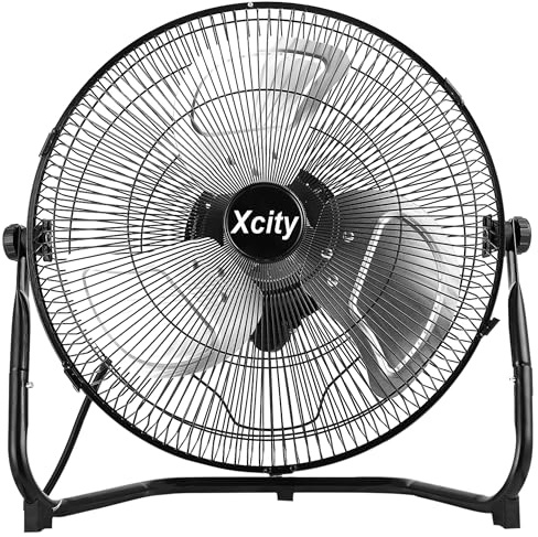 Xcity 14-Inch Metal Floor Fan, High Velocity 2100 CFM Industrial Fan, 3-Speed & 360° Adjustable Tilt, Heavy Duty for Garage, Warehouse, Office & Home