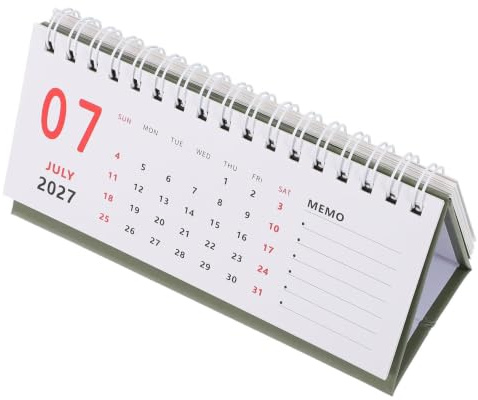 ERINGOGO Mini Bordskalender Minimalistisk Engelska Planerare med Spiralbindning Långsmal och Platsbesparande Stående Bordskalender för Arbetsyta och Schemaläggning