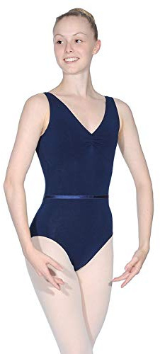 Capezio Ca1Ev 126 - Leotardo sin mangas con pellizco de la colección Front Class, azul marino, talla S