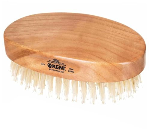 Kent Oval Cherry wood Travel Size White Bristle Brush - MC4 (PACK OF 1)