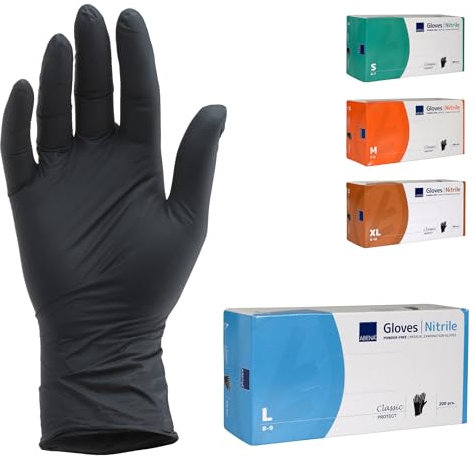 ABENA Nitril Einweghandschuhe 200 Stück Pack (Größe L) Lebensmittelecht, Reißfest, Latexfrei, Puderfrei, Hygienische Handschuhe brauchbar für Reinigungsarbeiten, Schönheitssalon, Tattoo und Zuhause